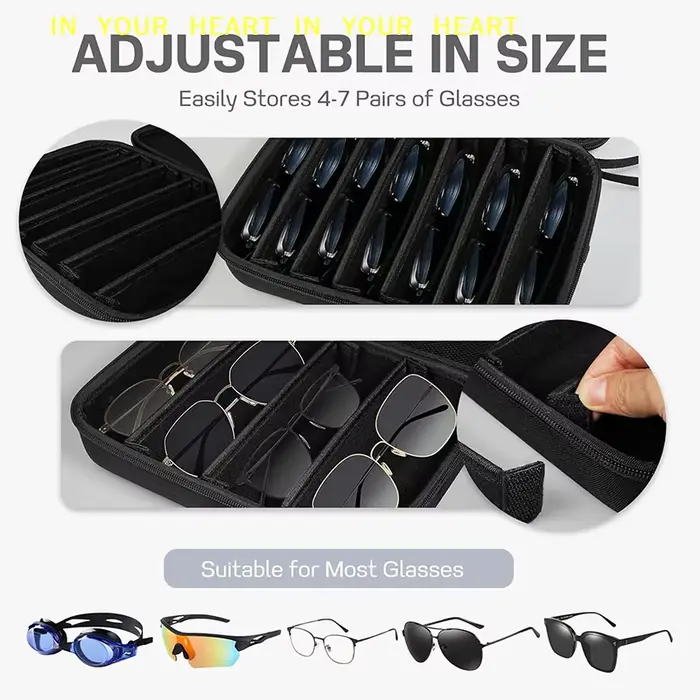 1 pièce – Boîte de rangement réglable pour lunettes à 4/7 emplacements – Étui portable pour lunettes