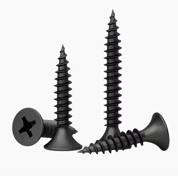 1 boîte/0.5kg lot vis pour cloisons sèches croix fraisée tête plate vis autotaraudeuse M3.5 vis Phillips en acier au carbone noir pour le travail du bois