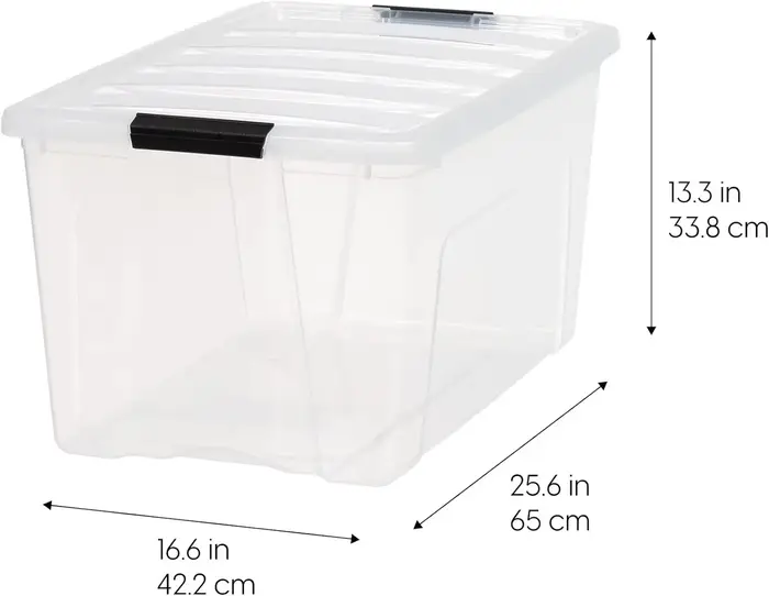 Pour bacs de rangement empilables en plastique avec couvercles, loquets, conteneurs insulables durab