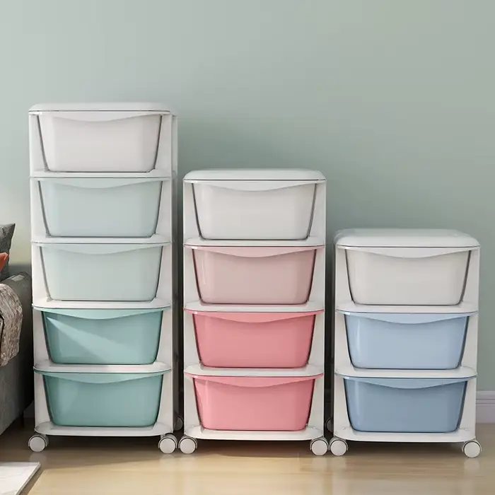 Armoire de rangement multicouche à tiroir en plastique