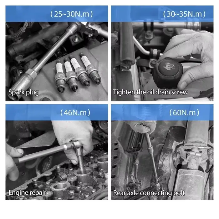 Jeu de clés dynamométriques professionnelles 3/8'' 7/8 pièces 10-60 N.m avec douilles magnétiques ultra-minces pour bougies d'allumage pour réparation de moteur automobile