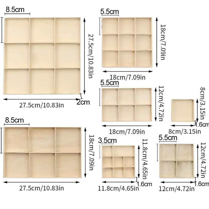 Boîte de rangement en bois multi-grille
