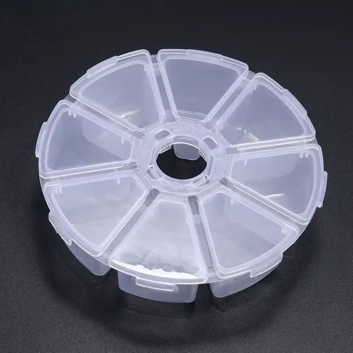Boîte de rangement ronde transparente en plastique, conteneur de perles de bijoux, outils de pêche, 