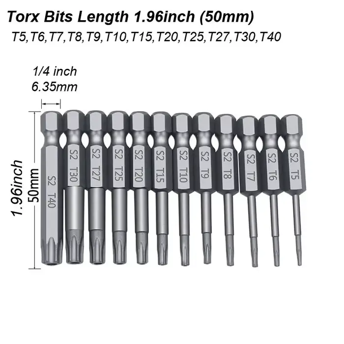 Tournevis Torx à tête plate, jeu de forets de sécurité inviolables pour perceuse électrique, adaptat