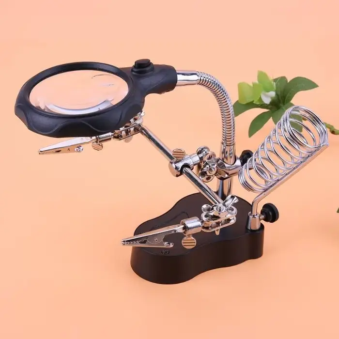 Loupe de bureau Loupe de soudage support LED outil de réparation de soudure Loupe troisième main pou