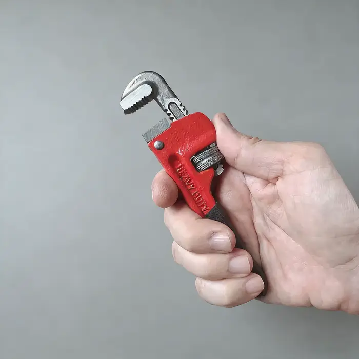 Clé à tuyau réglable robuste de 6 pouces en chrome-vanadium avec mâchoire à crochet flottante et poignée en I