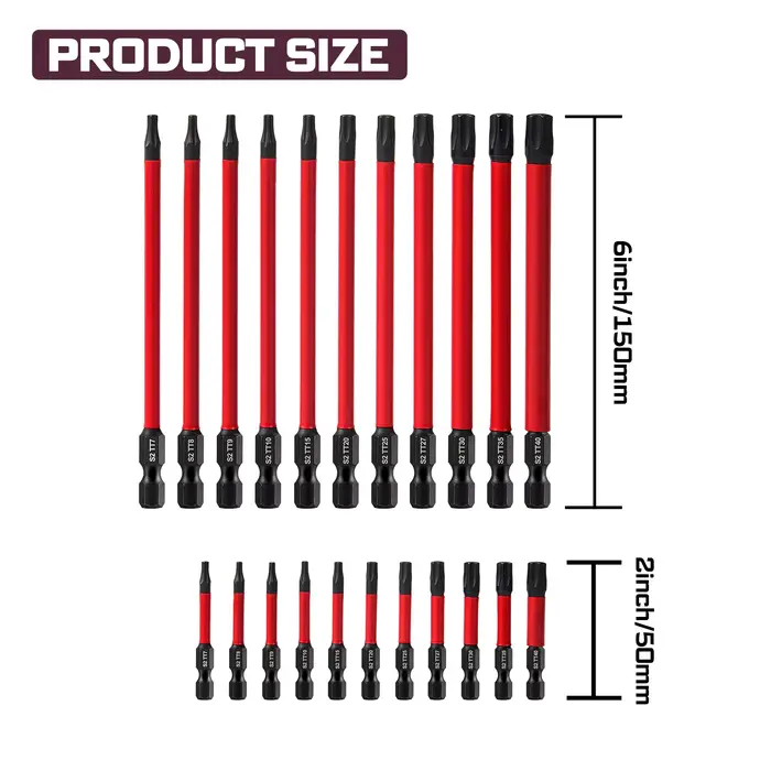 Geinxurn 12 pièces 50mm TORX jeu d'embouts tournevis embouts jeu de douilles pour l'amélioration de l'habitat et les projets de bricolage