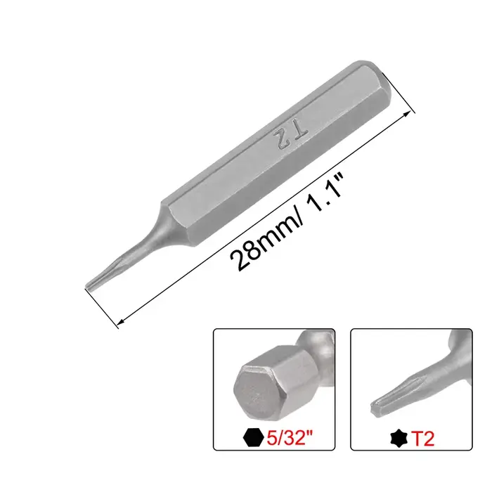 Tournevis Torx T2 T5 T6 T8, embouts Torx 5/32 pouces, tige hexagonale, Kit d'embouts de tournevis à 