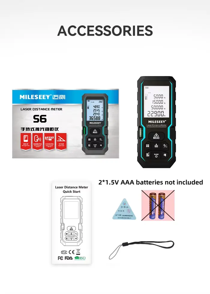 Mileseey X5 X6 S6 Nouveau modèle de télémètre laser, outil de mesure de distance, instrument de haut