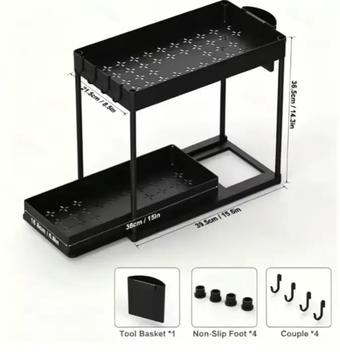 1 organisateur de rangement sous évier, grande capacité, robuste, avec tiroir coulissant pour cuisin