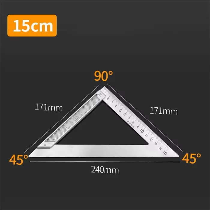 Règle carrée d'angle d'échelle Double face, outil de mesure 30/50CM, règle triangulaire en acier ino