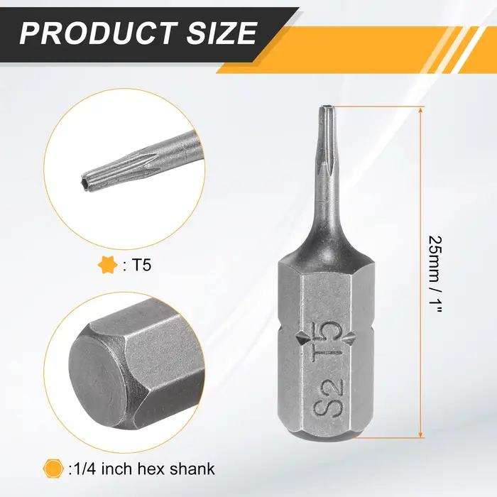 2/5/10 pièces T6 T8 T10 T15 T20 T25 T27 T30 T40 embout de tournevis Torx 1/4 "tige hexagonale 25mm S