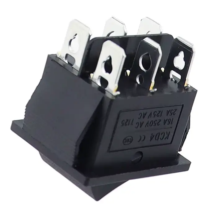 1 pièces KCD4 25X31mm interrupteur à bascule noir 6 broches 3 positions ON-OFF-ON Double réinitialisation/interrupteur de verrouillage 16A 250V 20A 25A 125VAC