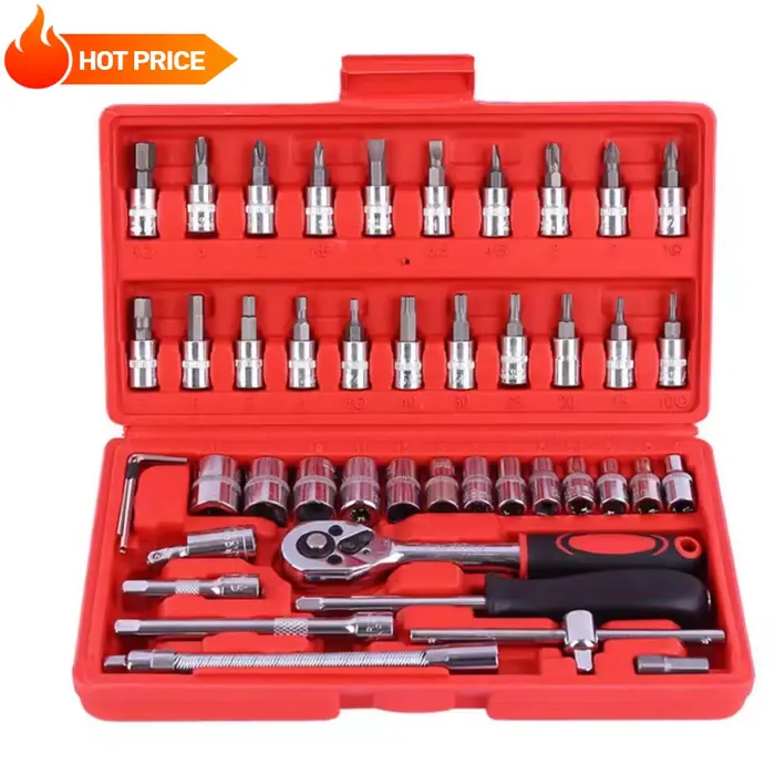 46 pièces/ensemble clé à douille bricolage Kit d'outils de réparation tournevis à cliquet pour matériel