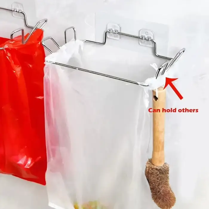 Support de rangement multifonctionnel pour sacs poubelles en acier inoxydable pour porte d'armoire