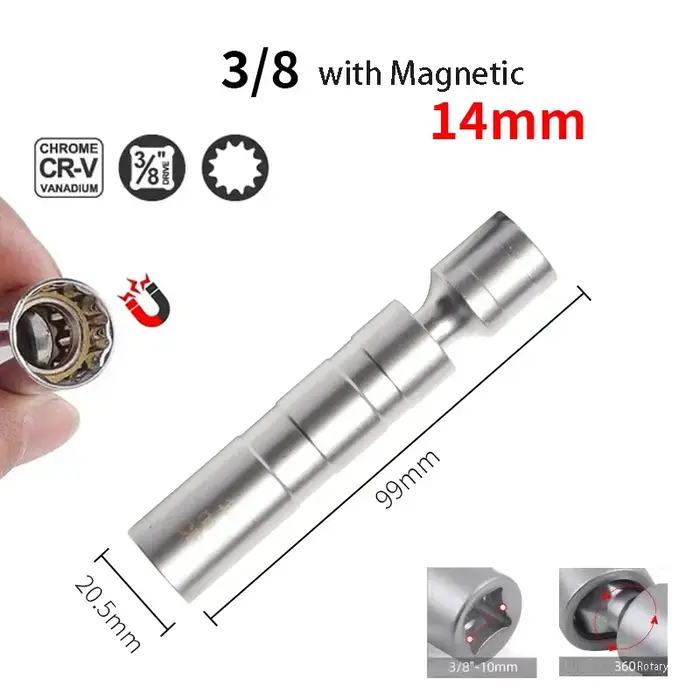 Clé magnétique 14/16 mm pour bougies d'allumage