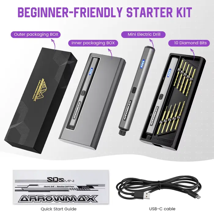 MINI perceuse électrique (SDS MINI), perceuse multi-outil sans fil à chargement USB, perceuse pour b