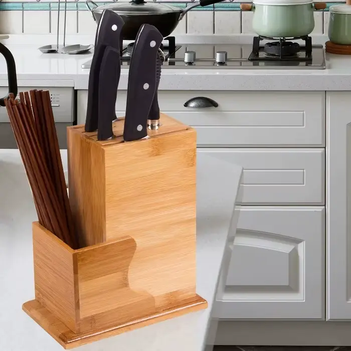 Bloc de rangement de couteaux en bambou sans couteaux