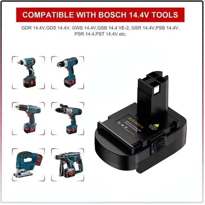 Adaptateur de batterie BOS18BS14 pour convertir les batteries Li-ion Bosch 18V