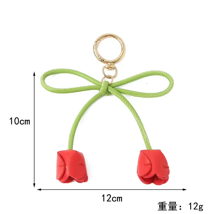 Porte-clés en PU avec nœud tulipe