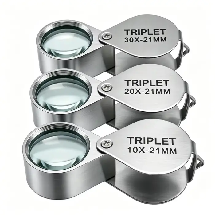 Loupe pliante portable 10-30X en boîte argentée