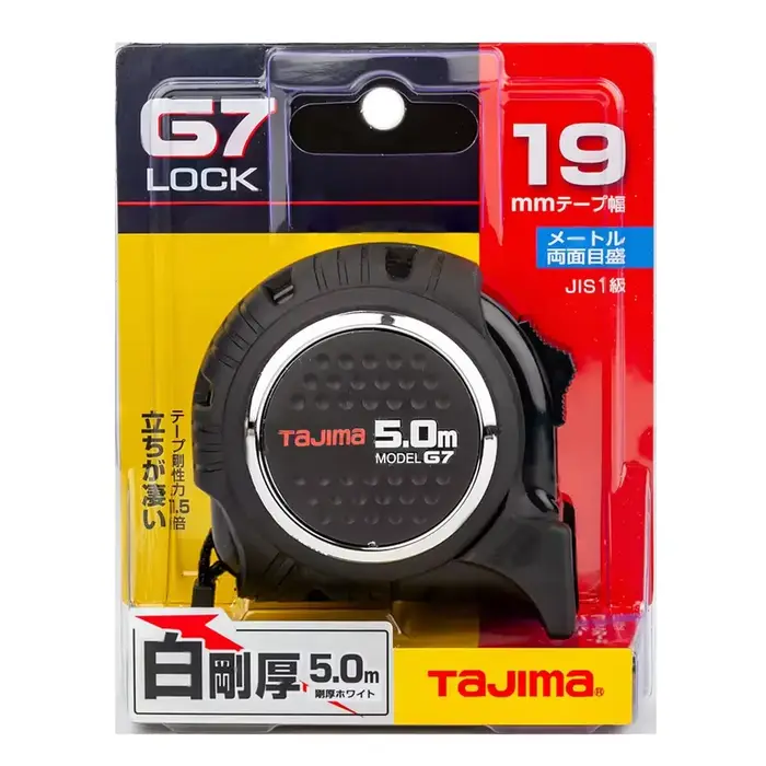 Ruban à mesurer TaJIma Construction 5m x 19/25mm avec graduation en mm