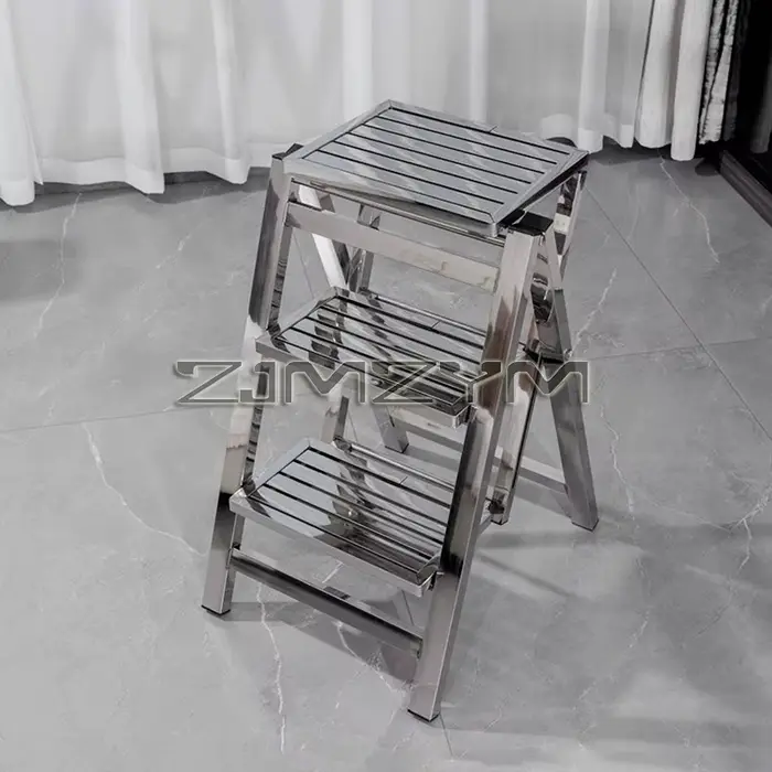 Tabouret d'échelle en acier inoxydable pliant télescopique épaissi escabeau intérieur multifonctionnel Portable 2-3