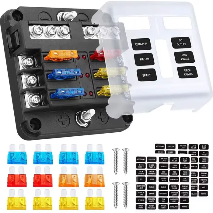 Support de boîte à fusibles pour bateau et voiture, avec lame à 6 voies, bloc porte-fusible, indicat