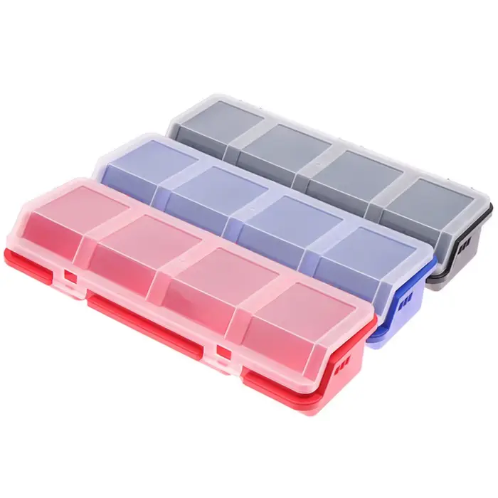 Lot de 3 boîtes de rangement à 4 compartiments avec couvercle pour vis et pièces, en PP, gain de pla