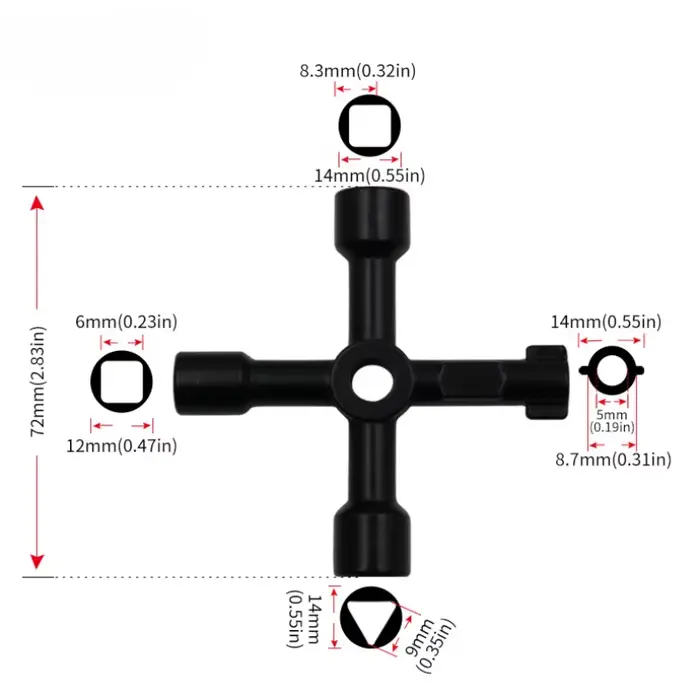 Clé multifonction 4 en 1 pour électricien