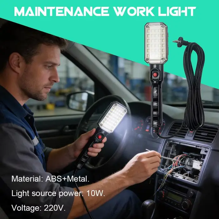 Lampe de travail LED portable avec aimant et prise filaire