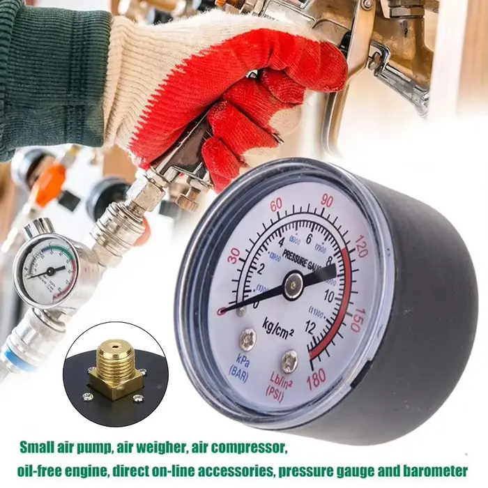 Manomètre de pression de fluide hydraulique pneumatique de compresseur d'air 0-12Bar/0-180PSI avec u