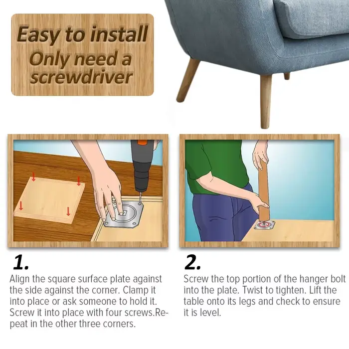 4 pièces pieds de meubles en bois massif canapé Table meuble TV Support stabiliser les pieds antidér