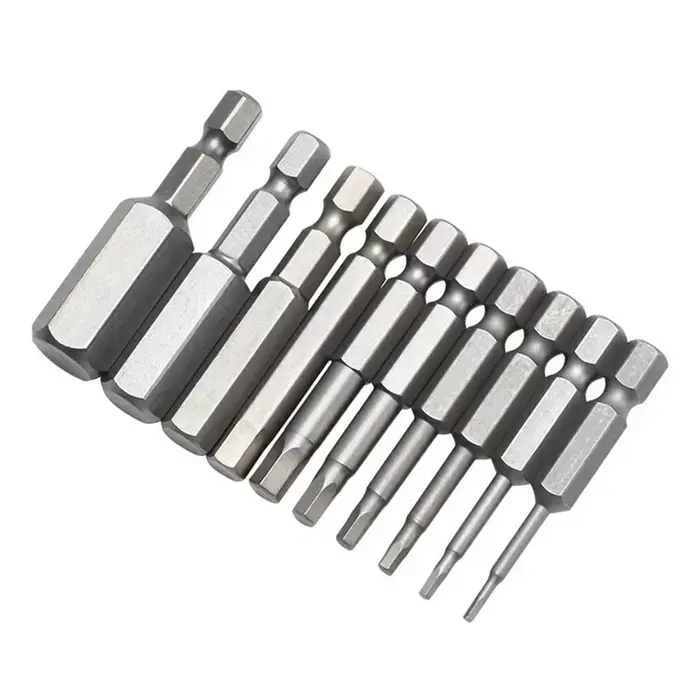 Jeu de tournevis magnétiques à tige hexagonale 1/4, 10 pièces: embouts de 50mm (H1.5-H12), adaptateu
