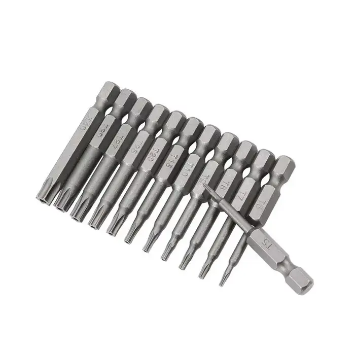 T5 T6 T7 T8 T9 T10 T15 T20 T25 T27 T30 T40 Torx Tournevis Hexagonal Magnétique de Sécurité Tête 1/4 "Tige Hexagonale Forets