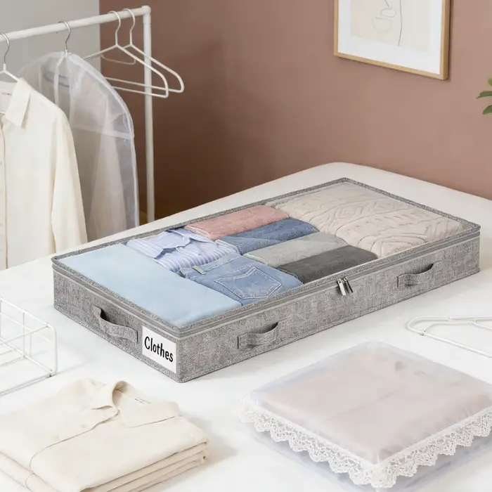 Boîtes de rangement sous lit avec couvercle transparent imperméable