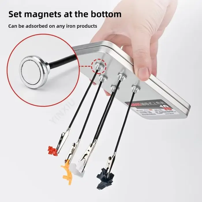 MSWZ Pinces magnétiques pliables pour peinture, 10 pièces, avec boîte de rangement métallique, pour la coloration de modèles militaires et mecha, le maintien et le séchage, outils d'artisanat