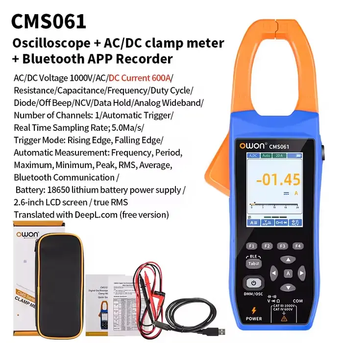 Pince multimètre OWON CMS061/101 True RMS | Oscilloscope + Enregistreur 3 en 1 | Mesure AC/DC |