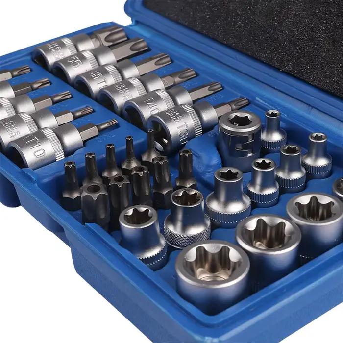 Jeu de 34 douilles à cliquet Torque Wrlike Torx Star