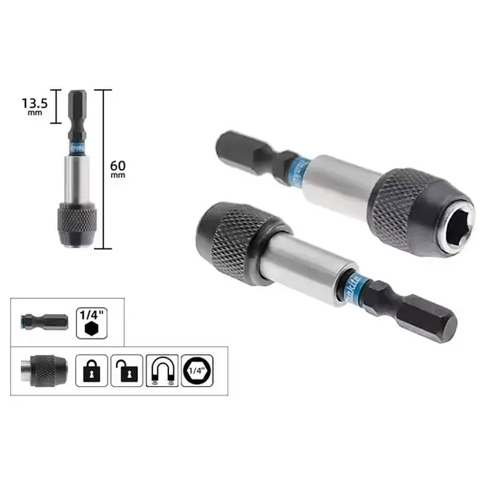 MAKITA E-08791 Impact noir Bit 60MM support 1/4 "poignée hexagonale manchon magnétique broche d'entraînement perceuse électrique accessoires adaptateur