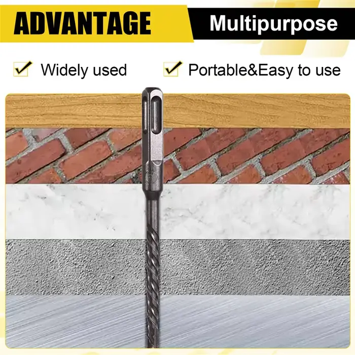 FLYY-4PCS béton 6-12Mm Bit tête de coupe croisée Double tarière marteau 150Mm mur brique bloc électr