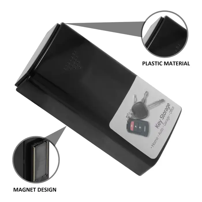Boîte à clés magnétique en plastique noir durable