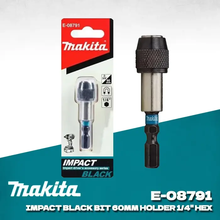 MAKITA E-08791 Impact noir Bit 60MM support 1/4 "poignée hexagonale manchon magnétique broche d'entraînement perceuse électrique accessoires adaptateur