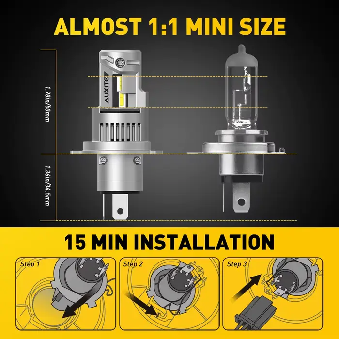 AUXITO 2 pièces 20000LM H4 9003 ampoules de phares LED Canbus sans erreur H4 HB2 LED faisceau Hi/Lo
