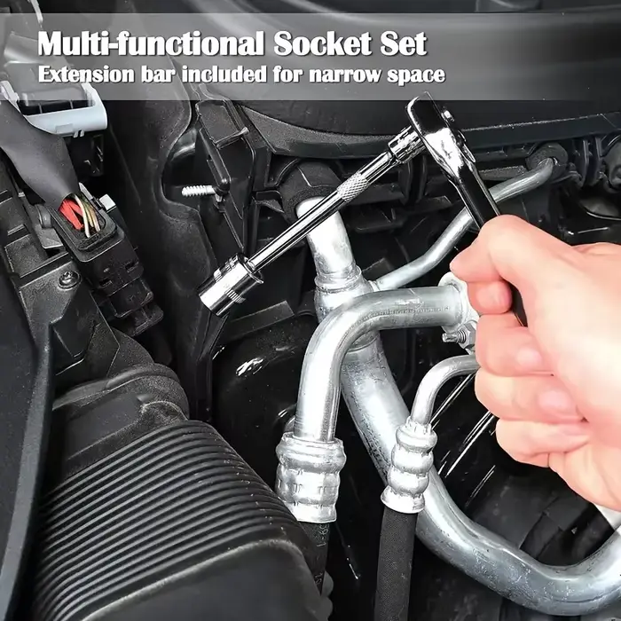 46 pièces outils familiaux 1/4 ensemble Kits d'outils mécaniques pour réparation automobile Hous avec douilles jeu
