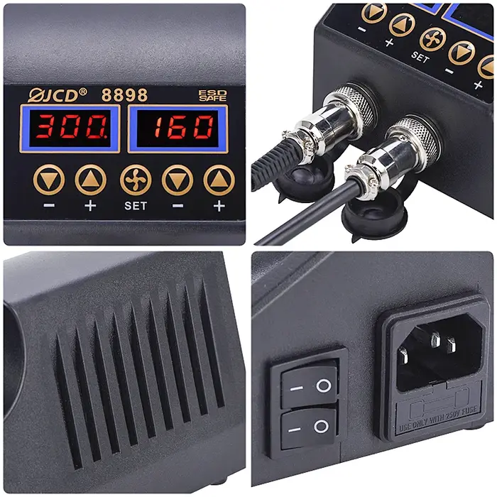 JCD-Pistolet à air chaud 2 en 1 750W, affichage numérique LCD, station de expédide soudage pour télé