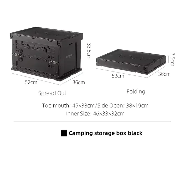 Maison/extérieur classique noir rétro Vintage boîte pliante de rangement pour le Camping