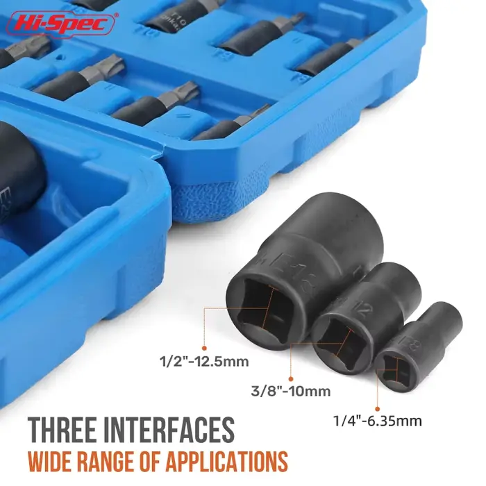 Hi-Spec 1/4 3/8 1/2 "douilles à percussion Torx jeu