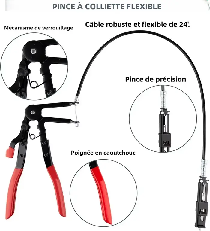Pince de serrage pour colliers de serrage de tuyaux pliables