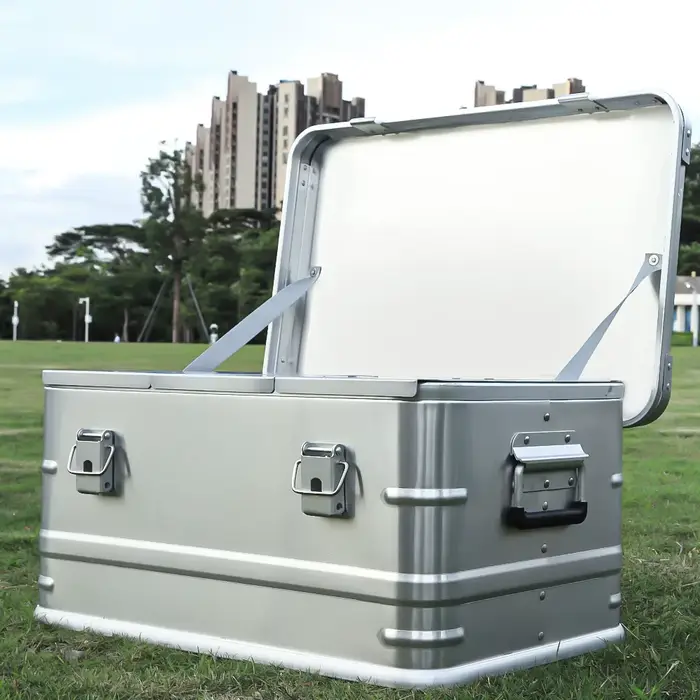 60-80L boîte de rangement extérieure Camping pique-nique voyage en alliage d'aluminium grande capacité